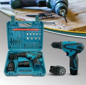 Trapano Avvitatore Doppia Batteria a Litio 18V con LED Valigetta 24 Accessori - Foto 1 di 19