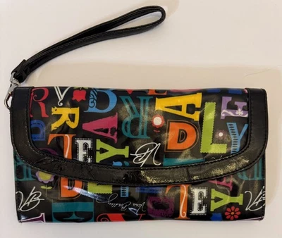 Vera Bradley Wallet Frill A to VERA WRISTLET VINYL Black Colorful See Pics - Image 1 of 4