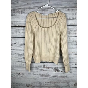 Stitches & Stripes cremefarbener Strickpullover tiefer Rundhalsausschnitt Medium neutral Baumwolle - Bild 1 von 7