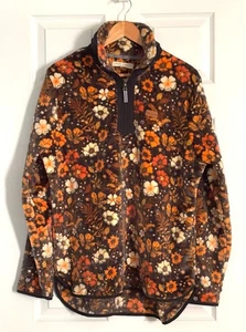 SIMPLY SOUTHERN Womens Fall Orange Floral Print Cozy 1/4 Zip Pullover Fleece XL - Picture 1 of 13