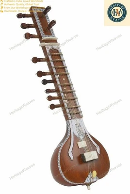 Cuerda India Musical Miniatura Afinación Madera Sitar Diseñador No Jugable Artístico Foto 1 de 4