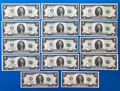 (Lot 14) TRAILING Triple 0 's $2 Two Dollar Bill Fancy Serial Number #3 *UNC* - Image 1 of 2