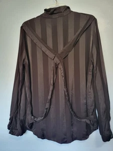 Camicia da donna Le Mont St Michel Huckberry a righe con bottoni nera taglia 40 US M - Foto 1 di 8