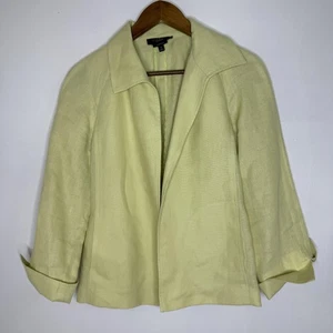 Talbots Jacket Womens Medium Yellow Pure Irish Linen Blazer Lightweight Spring - Picture 1 of 5