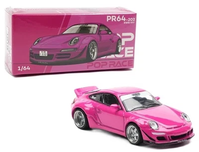 Pop Race 1:64 Porsche 911 Carrera RWB 997 Pink Diecast Model Car PR640202 - Image 1 of 4