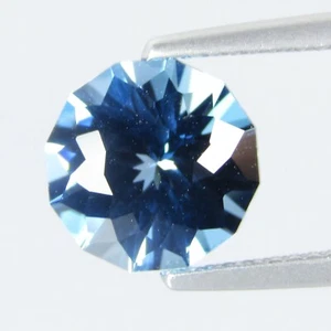 certificate Charge Natural Excellent London Blue Topaz Round Custom Cut - Picture 1 of 3