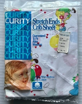 Vintage Curity Fitted Crib Sheet "CLOWNS" 100% Cotton 28 x 52 Mattress NIP NOS - Image 1 of 4