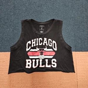 Chicago Bulls Windy Hardwood Classics NBA womens Cropped Tank Large Black J4a - Picture 1 of 8