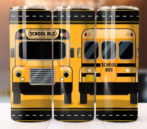 School Yellow Bus Tumbler 20 oz Skinny Cup Mug Stainless Steel - Picture 1 of 1