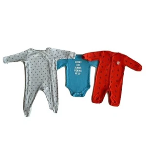 Carter's Bebé Niño Conjunto de 3 Body Gris Azul Rojo 100% Algodón Talla 3-6 M - Imagen 1 de 12
