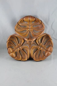 Ancien plateau de service Tiki - Monstera Leaf par Coco Joes - Fabriqué en bois Hapa - Photo 1 sur 9