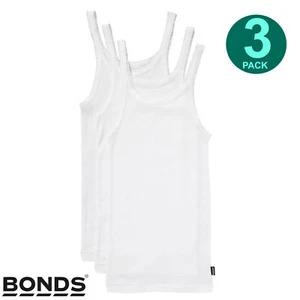 3 Pack Bonds Girls Kids White Teena Undergarments Comfy Cotton Singlet Tank Top - Picture 1 of 6