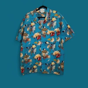Vintage Nautica Competition Nature Fish All Over Button Shirt Ocean Beach SHirt - Picture 1 of 4