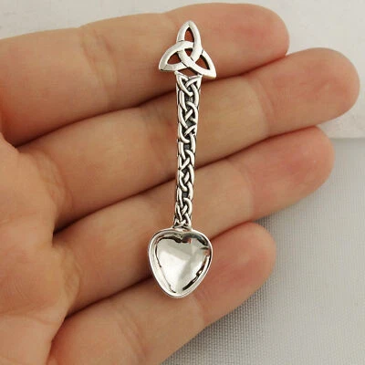 Celtic Trinity Knot Salt Spoon - 925 Sterling Silver - Triquetra Antique Replica - Image 1 of 4