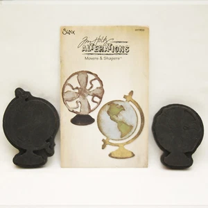 Tim Holtz Sizzix Vintage Fan & Globe Set Magnetic Die 657838 Mover Shapers - Picture 1 of 4