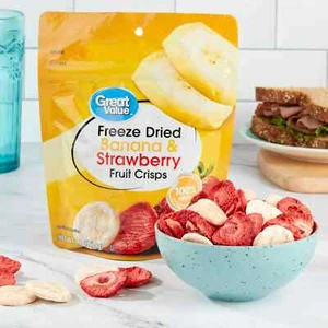 Great Value Freeze Dried Banana & Strawberry Fruit Crips 1.3oz - Pack of 3 - Picture 1 of 2