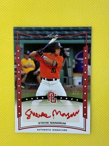 STEVIE MANGRUM 2014 Leaf Perfect Game National Showcase AUTO Red Parallel 3/5