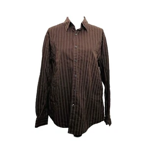 Men’s XL Button-Down Shirt Axist Brown Striped Long Sleeve Modern Fit - Picture 1 of 8