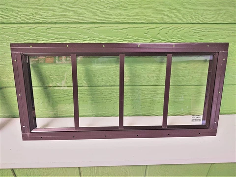 10X23 Brown Transom Shed Window, Tempered Glass, Great for Outdoor Sheds, Playho Cover