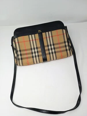 Винтажный Burberrys трансформируемый через плечо сумочка застежки кожи + ткани - Изображение 1 из 4