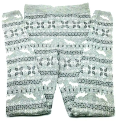 Xhilaration Juniors Sleepwear Pants Joggers XS Knit Grey White Snowflakes Dogs - Image 1 of 4