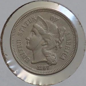 1867 Three Cent Nickel / 3 Cent Nickel - BU Details / Acid Treated - Picture 1 of 2
