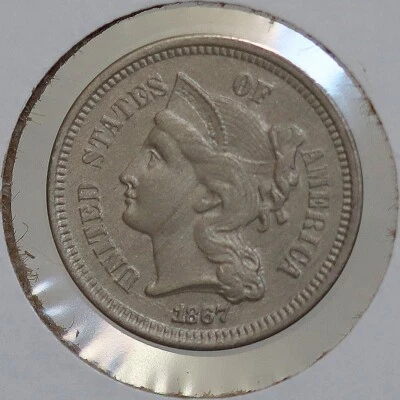 1867 Three Cent Nickel / 3 Cent Nickel - BU Details / Acid Treated - Image 1 of 2