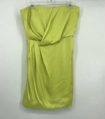 Vertigo Strapless Criss Cross Blouson Design Yellow Dress Pleated Size M EUC - Image 1 of 4