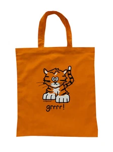 WIEDERVERWENDBARE TASCHE: Süße Einkaufstasche TIGER Orange Baumwolle. Ideales Geschenk. - Bild 1 von 12
