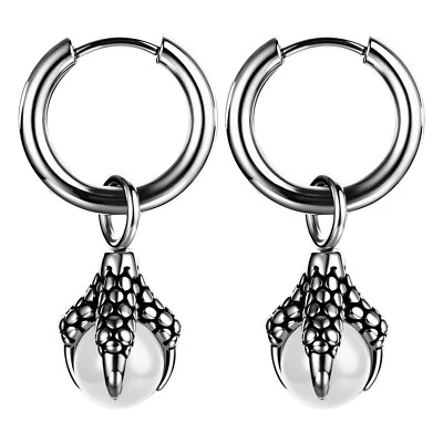 2шт мужчин женщин Gothic дракон коготь w мяч из нержавеющей стали обруч подвеской серьги - Изображение 1 из 4