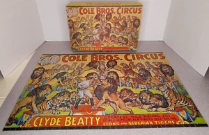 Vtg 1970 Clyde Beatty 2 sided Cole Brothers Circus Jigsaw Puzzle 100% Complete - Picture 1 of 6