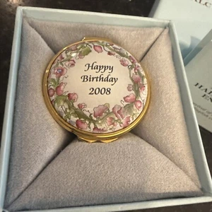 Halcyon Days Emaille Schmuckkästchen Happy Birthday Rosen Blumenstrauß 2008 Nachlass - Bild 1 von 6