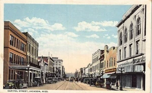 Postal MS: Capitol Street, Jackson, Mississippi, WB publicada 1925, tranvía - Imagen 1 de 2
