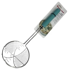 New KitchenAid Aqua Sky HAQA Soft Silicone Handle Long Asian Wire Strainer - Picture 1 of 5
