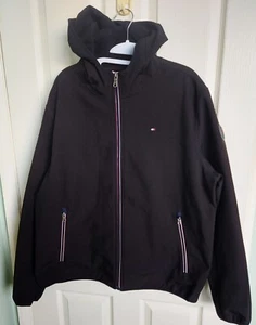 NEW UNWORN MENS TOMMY HILFIGER HOODED BLACK SOFT-SHELL FLEECE LINED JACKET S: XL - Picture 1 of 20