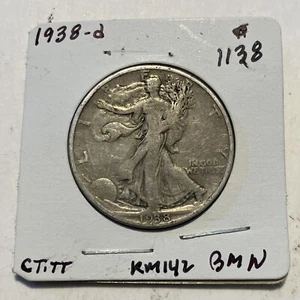 1938 D Walking Half Dollar - Picture 1 of 11