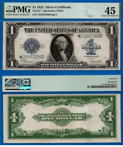 Certificado de plata de $1 de 1923 PMG 45 buscado popular estrella sello azul Fr 237* - Imagen 1 de 3