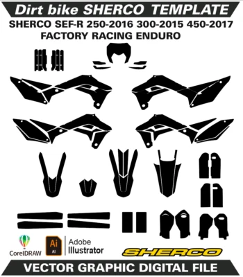 Plantilla SHERCO SE SEF-R 250 300 450 Todos los modelos Formato Vector Ai CDR EPS M143 Foto 1 de 2