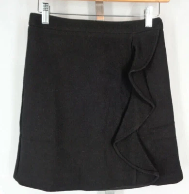 J.CREW Mini Ruffled Skirt Black Size 00 Mercantile A-Line Ruffle Wool Blend NWT - Image 1 of 4