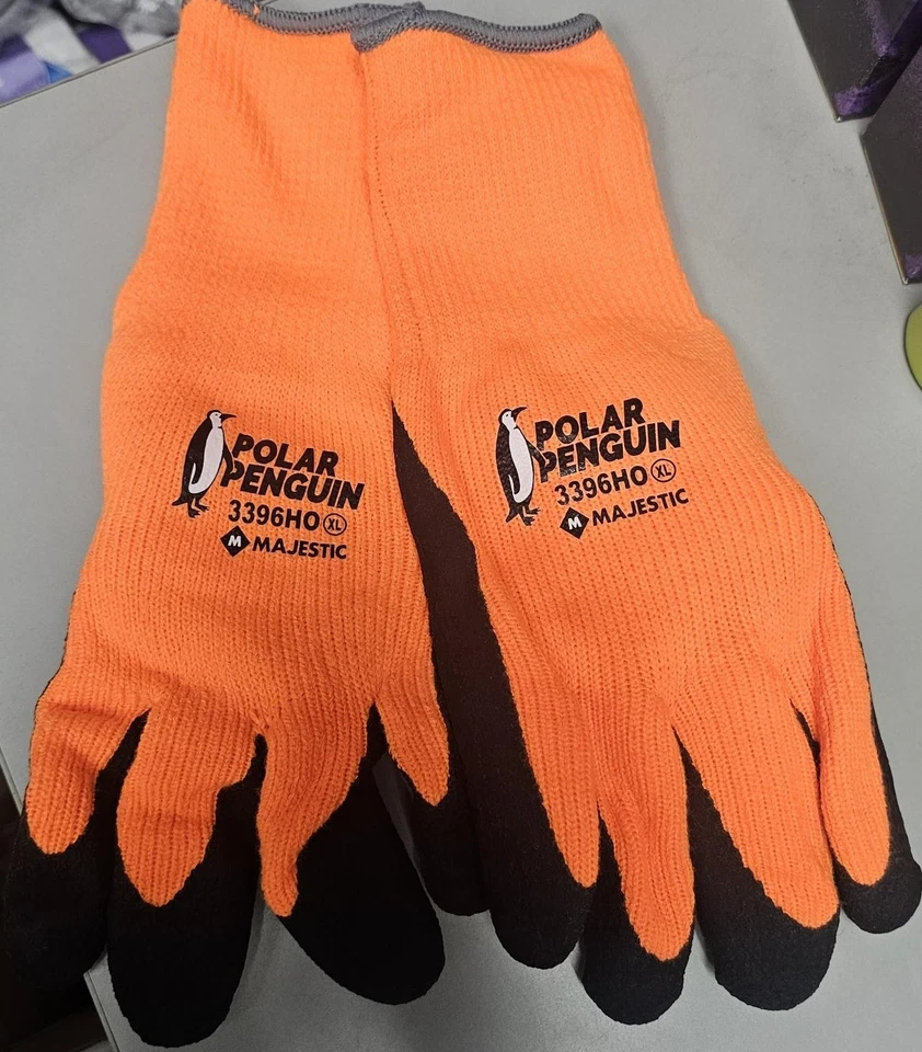 12 PARES de Majestuosos Guantes de Palma de Goma Sin Forro de Pingüino de Verano NARANJA XL Foto 1 de 3