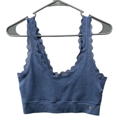 Bralette de encaje tejido gofre Lucky Brand para mujer XL azul espalda deportiva ribete de encaje Foto 1 de 4