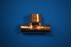 HVAC Copper Fitting Reducing Tee 1/2" x 1/2" x 5/8" ID - Picture 1 of 6