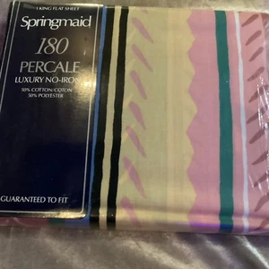 Spring Maid 180:percale Luxury 50 % Cotton King Flat Energy Multi Colored Sheet - Picture 1 of 7