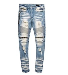 Rockstar Original Jeans Mens 34 X 46 Blue Ultra Slim Stacked Distressed RSM 4344 - Picture 1 of 18