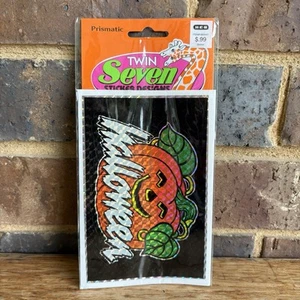 Pegatina Twin Seven diseño prismático Halloween Jack-o-Lantern pegatina vintage años 90 - Imagen 1 de 6