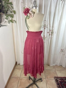 Intimate Free People Pettirock transparent Schlitz Slip Himbeere Viskose Rüschen S/M - Bild 1 von 6