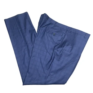 Pantalones de vestir Jos A Bank para hombre 49Wx37L 100 % lana azul a cuadros frente plano sin dobladillo - Imagen 1 de 6