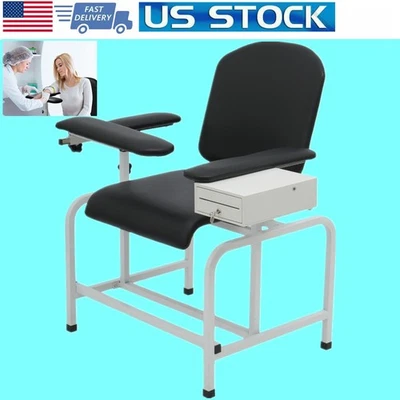 Silla Flebotomía con Cajón de Almacenamiento Almohadilla Confort Silla Multifuncional Negra Foto 1 de 4