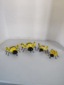 Bees Metal Set Of Four Yellow And Black - Picture 1 of 4