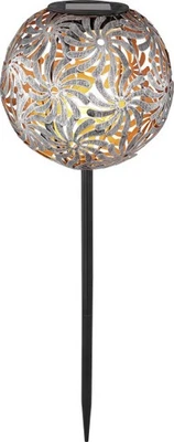 Globo Lightning LED Solarleuchte Kugel Metall silber/grau Erdspieß - Bild 1 von 2